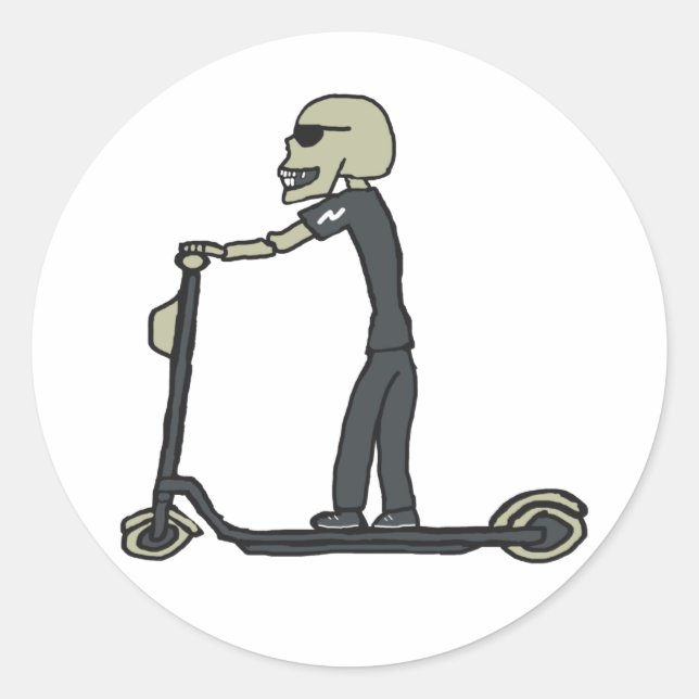 Pegatina Redonda E-Scooter Electric Scooter (Anverso)