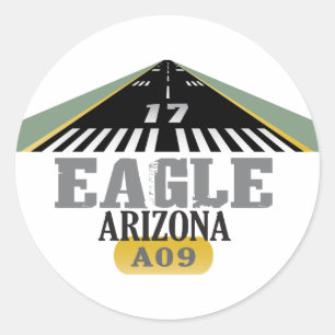 Pegatina Redonda Eagle Arizona - Airport Runway