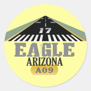 Pegatina Redonda Eagle Arizona - Airport Runway