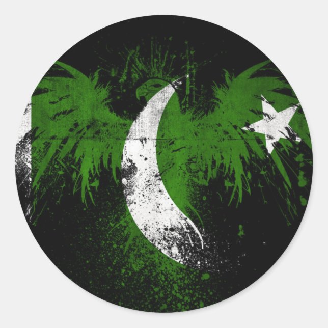 Pegatina Redonda eagle-on-pakistani-flag-wallpapers-hd-wallpap (Anverso)