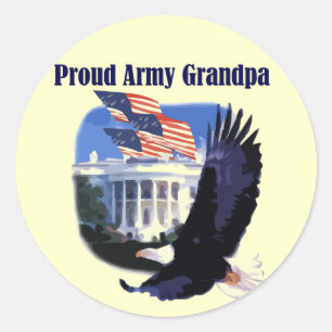 Pegatina Redonda Eagle Proud Army Abuela camisetas y regalos