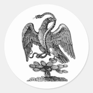 Pegatina Redonda Eagle Snake Cactus Americana Arte Patriótico