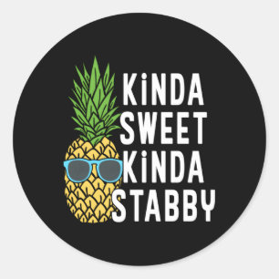 Pegatina Redonda Eapple Kinda Sweet Kinda Stabby Novedad Punny