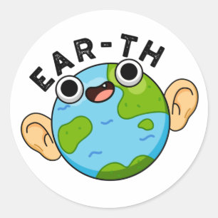 Pegatina Redonda Ear-th Funny Earth Pun