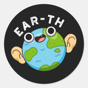 Pegatina Redonda Ear-th Funny Earth Pun Dark BG