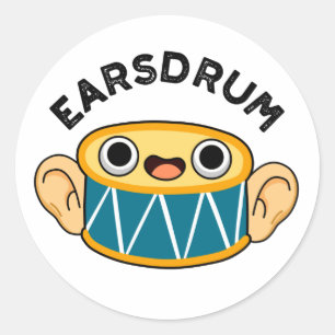 Pegatina Redonda Earsdrum Funny Drummer Eardrum Pun