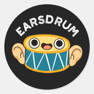 Pegatina Redonda Earsdrum Funny Drummer Eardrum Pun Dark BG