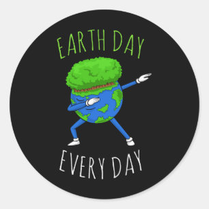 Pegatina Redonda Earth Day Every Day Science Recycle Environment Gi