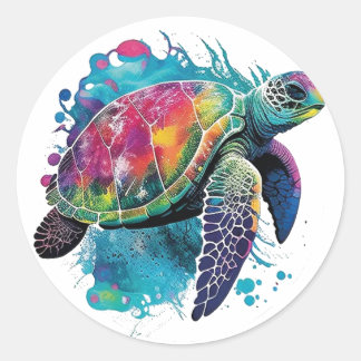 Pegatina Redonda Earth Day, Save Our Sea Turtles Marine Life