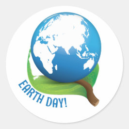 Pegatina Redonda Earth Day Sticker, Earth