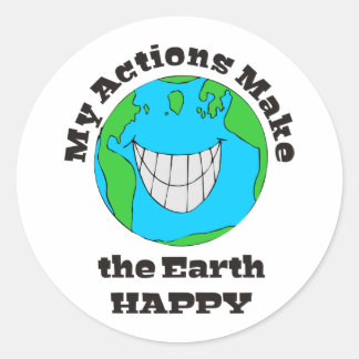 Pegatina Redonda Earth Happy