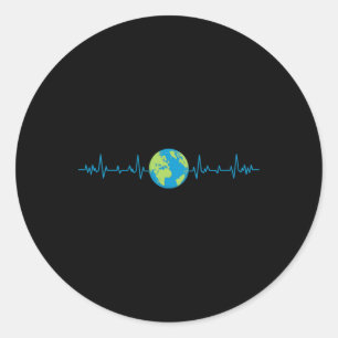 Pegatina Redonda Earth Heartbeat Funny Día de la Tierra Salvemos nu