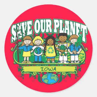 Pegatina Redonda Earth Kids Iowa
