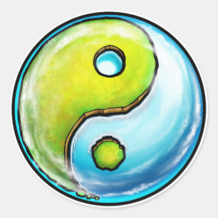 Pegatina Redonda Earth Yin-Yang