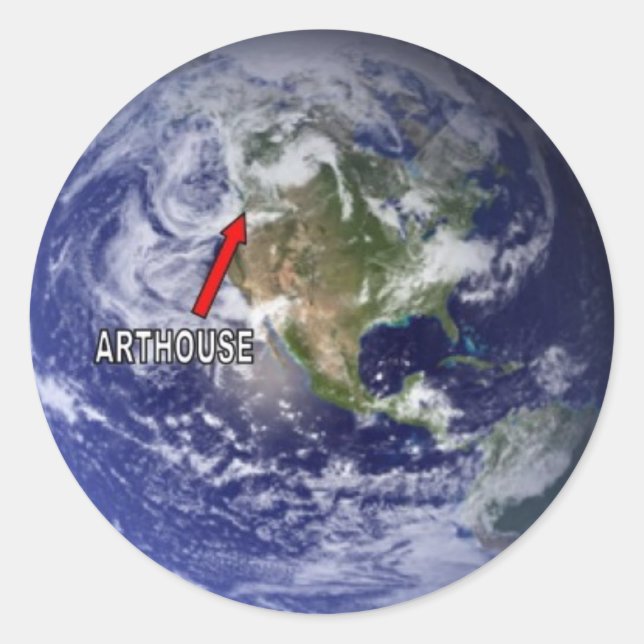 Pegatina Redonda eARTHOUSE (estás aquí) (Anverso)