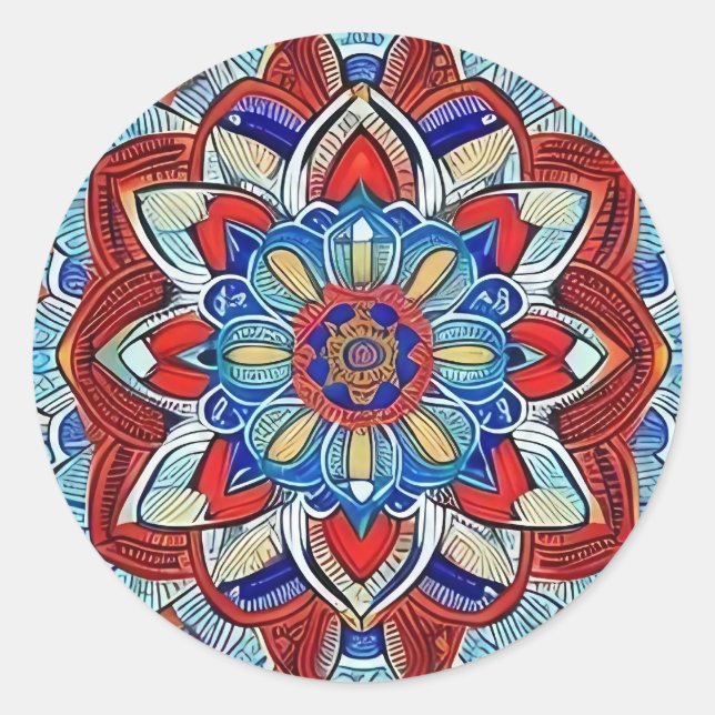 Pegatina Redonda Earthtone Mandala (Anverso)