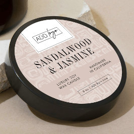 Pegatina Redonda Earthy Beige Bohemian Logo Candle Jar Lid