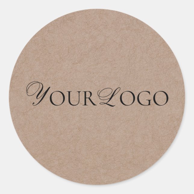 Pegatina Redonda Earthy Brown Kraft & Personalizado Long Business L (Anverso)