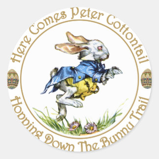 Pegatina Redonda Easster - Aquí Viene Peter Cottontail