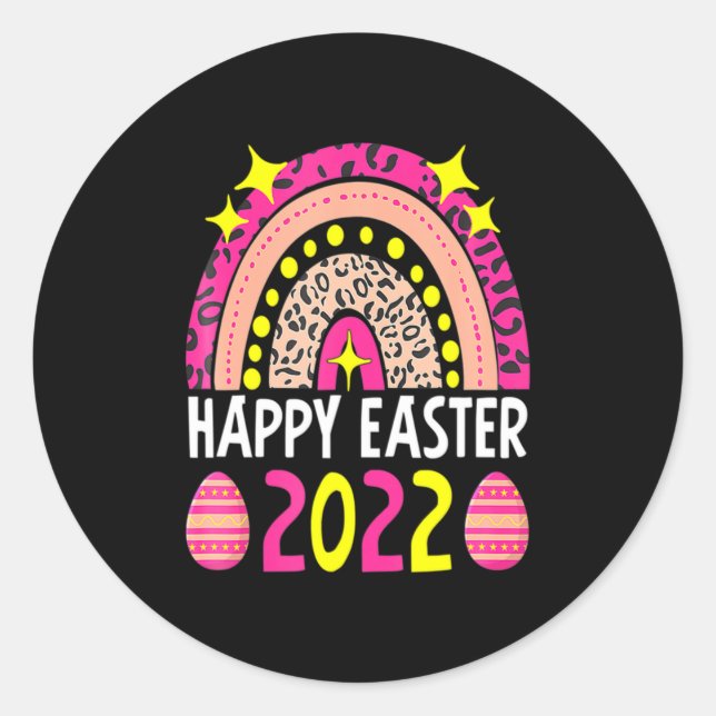 Pegatina Redonda Easter 2022 rainbow cute happy easter 2022 women  (Anverso)