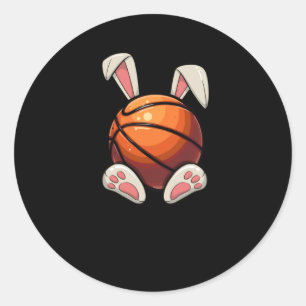 Pegatina Redonda Easter Basketball Bunny Ears Niños Huevos de Pascu