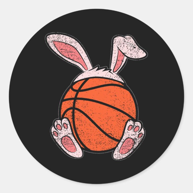 Pegatina Redonda Easter Basketball Lover Bunny Ears Ball Cubi Rabbi (Anverso)