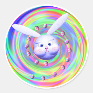 Pegatina Redonda Easter Bunny Head Spin