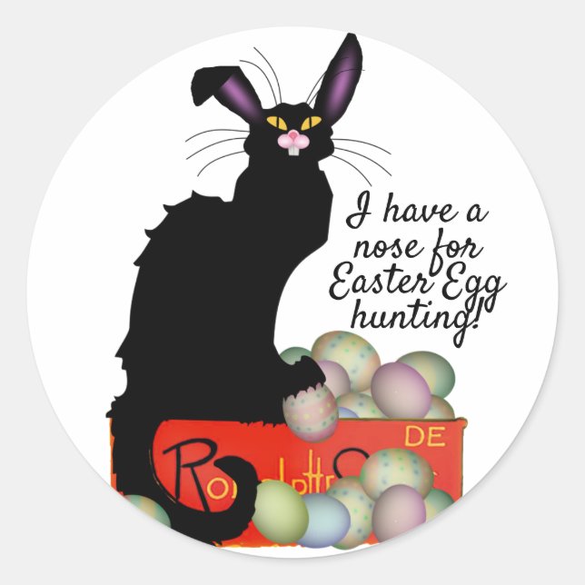 Pegatina Redonda Easter Bunny Le Chat Noir (Anverso)