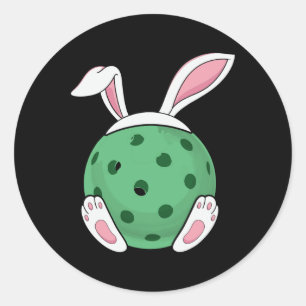 Pegatina Redonda Easter Bunny Pickleball - Fun Easter Pickle Ball R