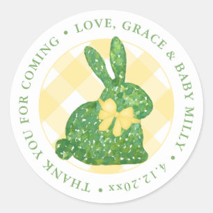Pegatina Redonda Easter Bunny Preppy Boxwood Baby Shower Gracias