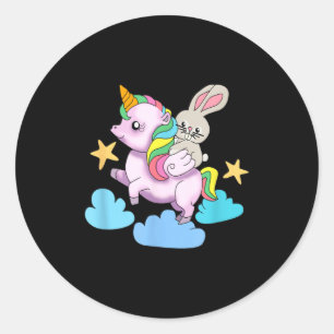 Pegatina Redonda Easter Bunny Riding A Unicorn Girls T-shirt.png