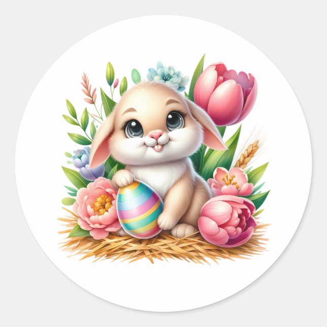 Pegatina Redonda Easter Bunny Stickers (Anverso)