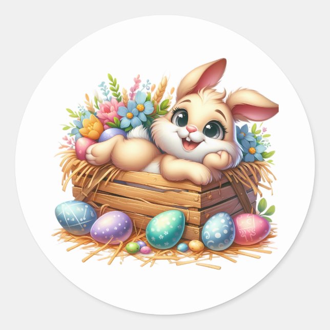 Pegatina Redonda Easter Bunny Stickers (Anverso)