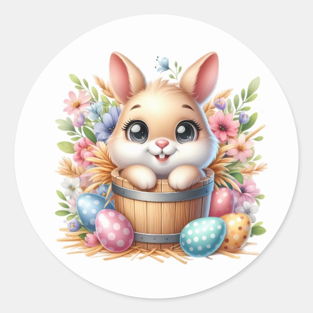 Pegatina Redonda Easter Bunny Stickers (Anverso)