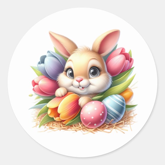 Pegatina Redonda Easter Bunny Stickers (Anverso)