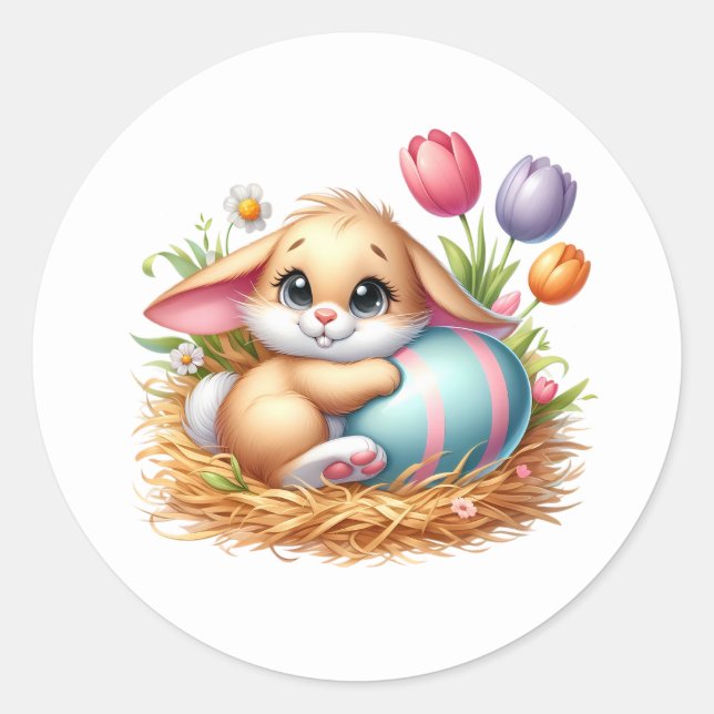 Pegatina Redonda Easter Bunny Stickers (Anverso)
