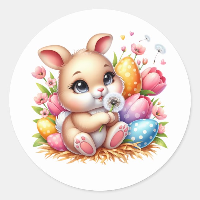 Pegatina Redonda Easter Bunny Stickers (Anverso)