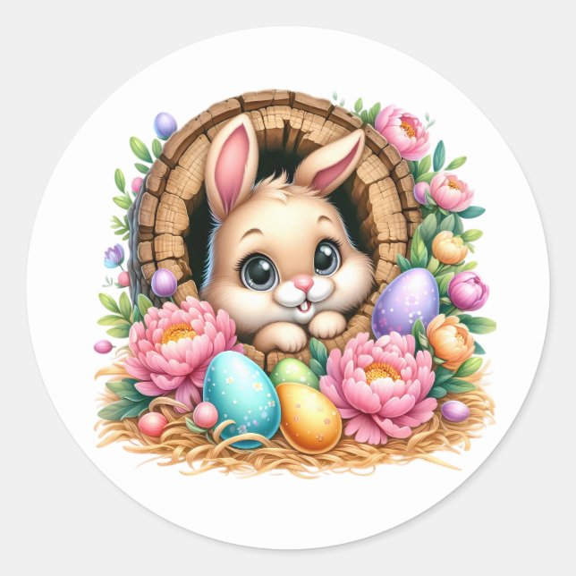 Pegatina Redonda Easter Bunny Stickers (Anverso)
