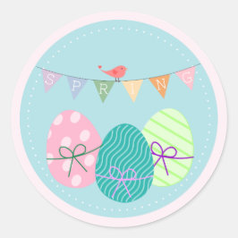 Pegatina Redonda Easter Egg Springtime Lavender Rubor Grande
