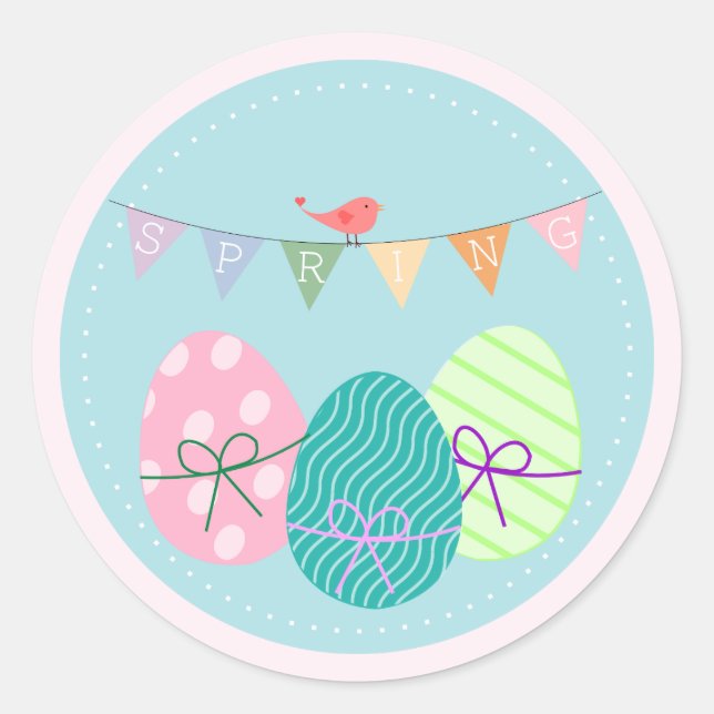 Pegatina Redonda Easter Egg Springtime Lavender Rubor Grande (Anverso)