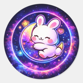 Pegatina Redonda Easter Galaxy Bunny Sticker | Spring Holiday Gift