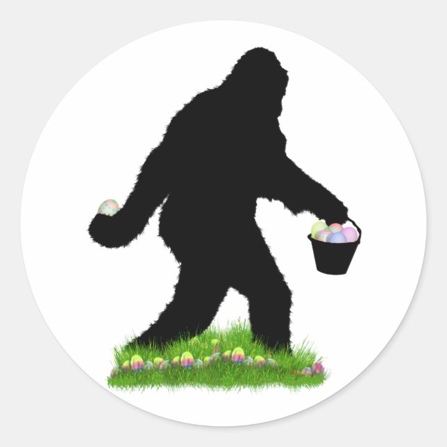 Pegatina Redonda Easter Sasquatch (Anverso)