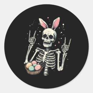 Pegatina Redonda Easter Skeleton Bunny Rock Hand Rocker Niños M