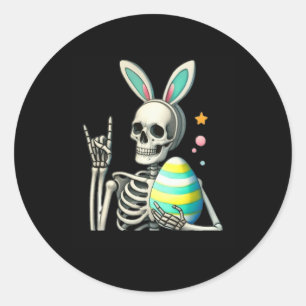 Pegatina Redonda Easter Skeleton Bunny Rock Hand Rocker Niños M