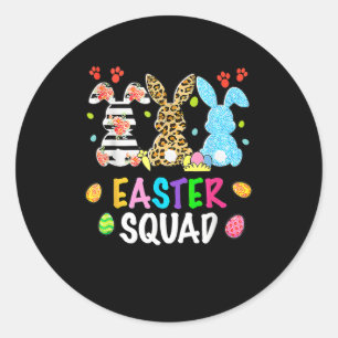 Pegatina Redonda Easter Squad Leopard Feliz Día de Pascua Conejo Co