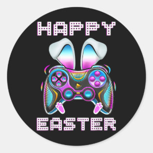 Pegatina Redonda Easter Video Game Controller Funny Gamer Niños