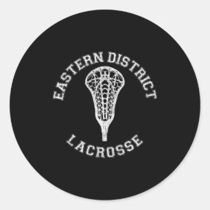 Pegatina Redonda Eastern District Lacrosse Chicas Lax Retro Distres
