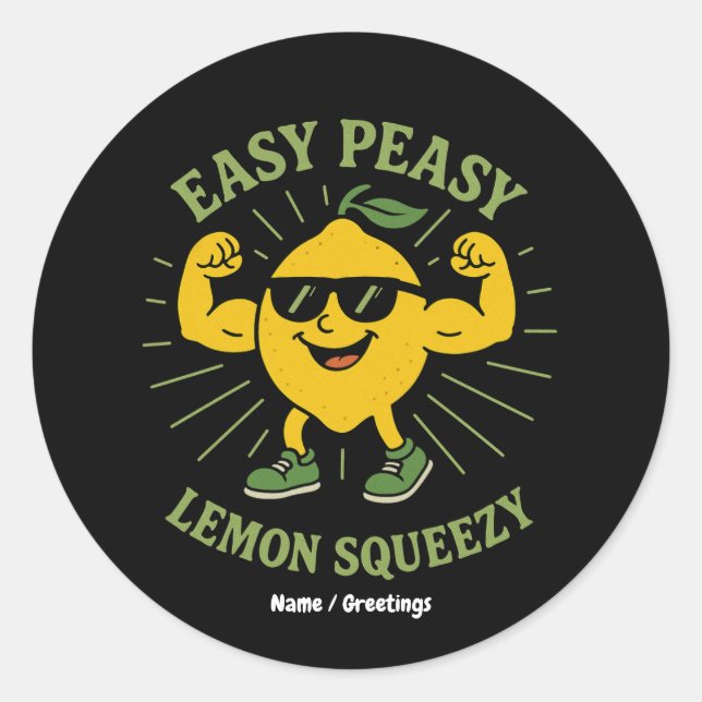 Pegatina Redonda Easy Peasy Lemon Squeezy Gift - Gracioso Hola vera (Anverso)