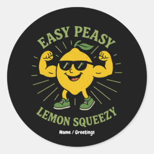 Pegatina Redonda Easy Peasy Lemon Squeezy Gift - Gracioso Hola vera