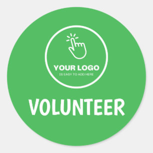 Pegatina Redonda Easy Upload Your Logo Personalizado Volunteer Gree